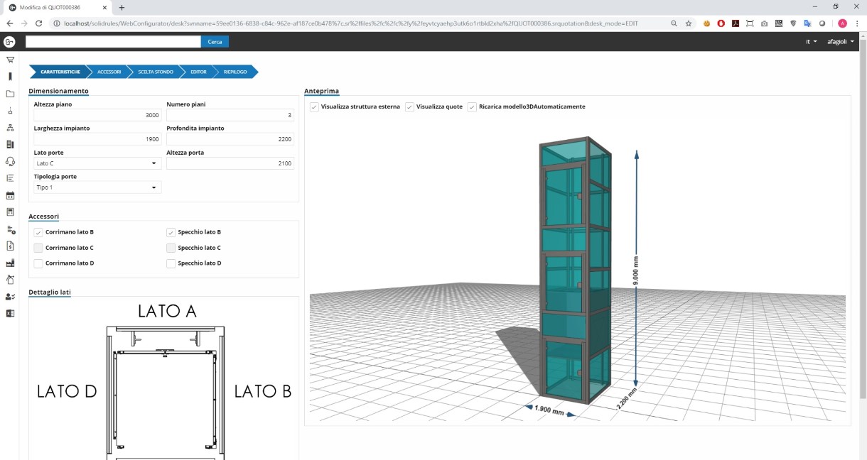 configurator manufacturing elevator details